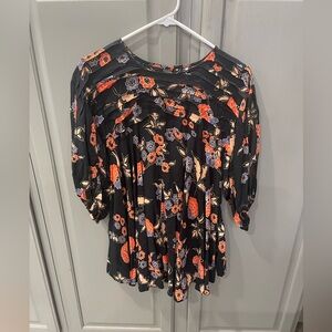 Free People Floral Tunic Blouse